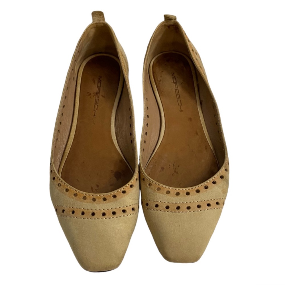 Vintage Moreschi Ballet Flats Beige Leather Womens Size EU 36 US 6